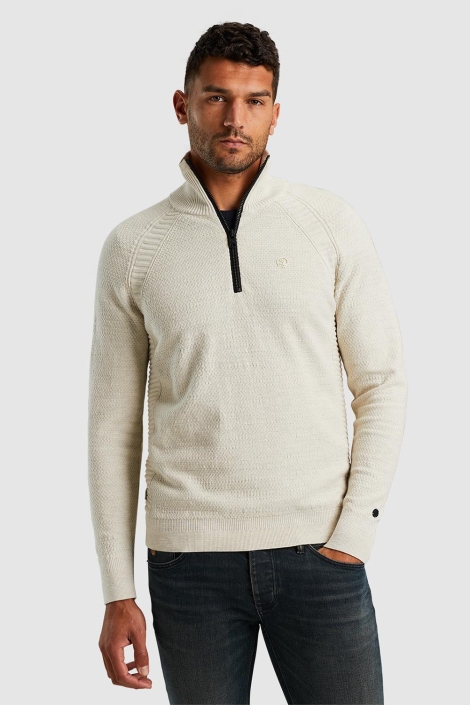 Cast Iron half zip collar cotton heather pla